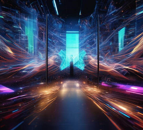 高科技动态壁纸三屏，沉浸式数字视觉体验的科技新范式